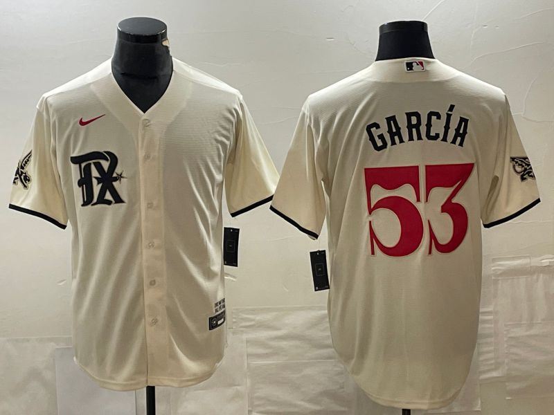 Men Texas Rangers #53 Garcia Nike Cream 2023 City Connect MLB Jersey